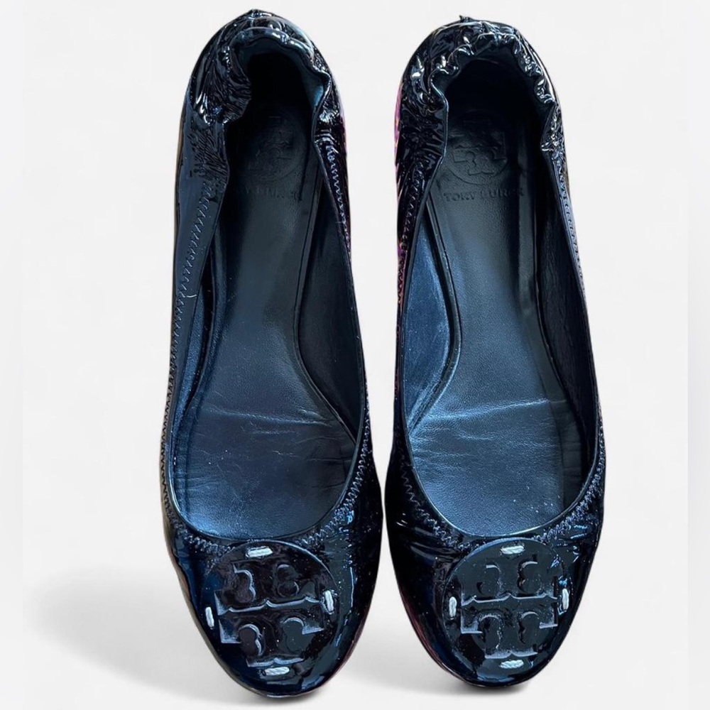 Tory Burch Patent Reva Ballet Flats Black size 8 - Picture 2 of 6